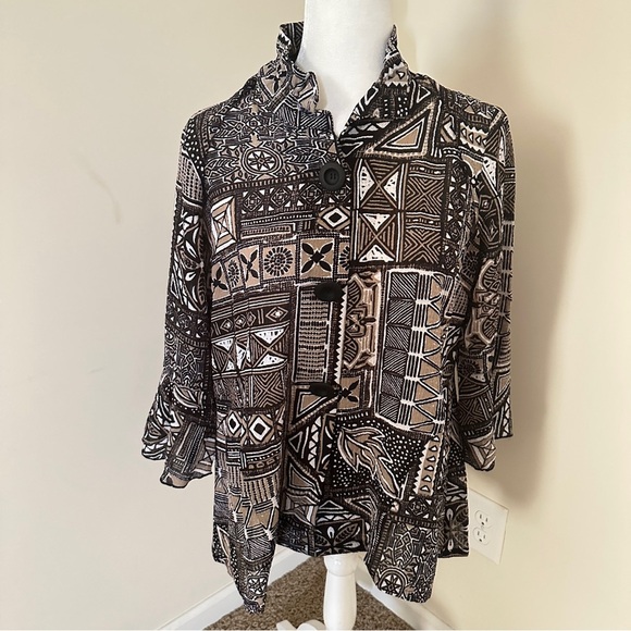 MULTIPLES Missy Tribal Beat Button-Up Blouse – Size Small - Picture 1 of 7